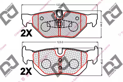 Комплект тормозных колодок, дисковый тормоз DJ PARTS BP2129